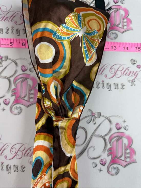 Headband y2k Shiny Printed Headscarf in Brown with Multicolor Butterfly Motif main image 6